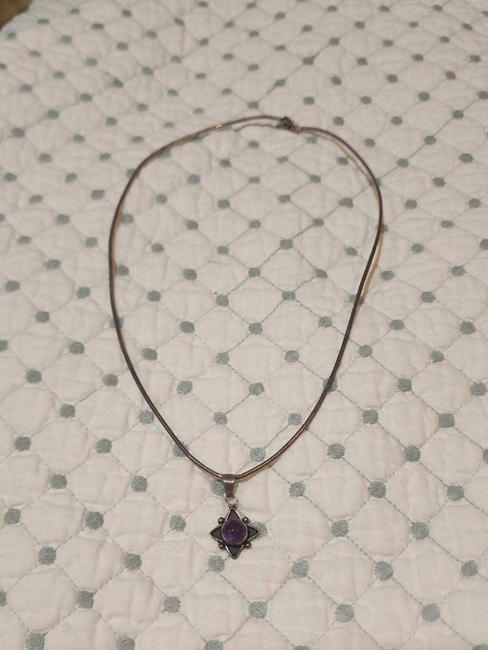 Sterling Silver Star Pendant Necklace with Purple Stone